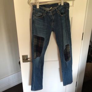 Rag & Bone jeans with flannel patches